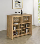 Topanga 47" Freestanding Home Bar - Mango Finish with 12-Bottle Wine Grid & Stemware Racks – view 3