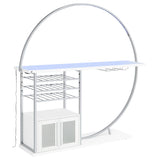 Risley Circular LED Wine Cabinet - 21-Bottle Bar with Stemware Rack in White High Gloss & Chrome – view 4