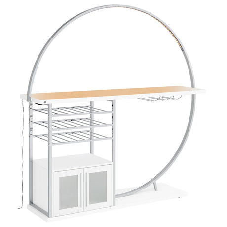 Risley Circular LED Wine Cabinet - 21-Bottle Bar with Stemware Rack in White High Gloss & Chrome – view 5