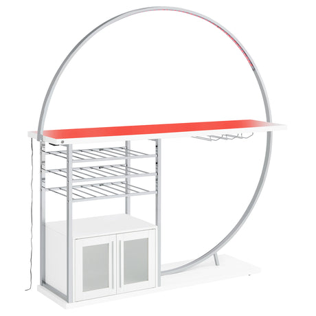 Risley Circular LED Wine Cabinet - 21-Bottle Bar with Stemware Rack in White High Gloss & Chrome – view 6