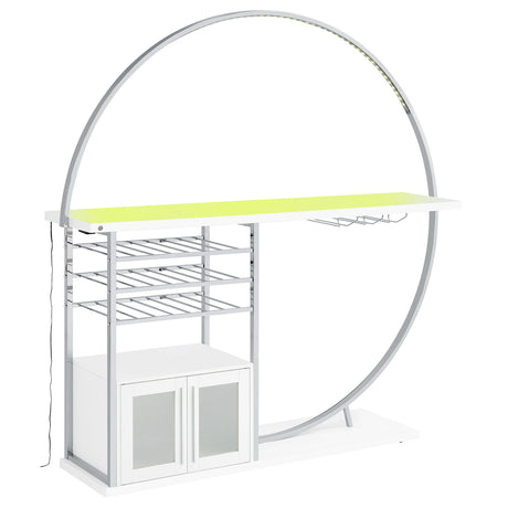 Risley Circular LED Wine Cabinet - 21-Bottle Bar with Stemware Rack in White High Gloss & Chrome – view 7