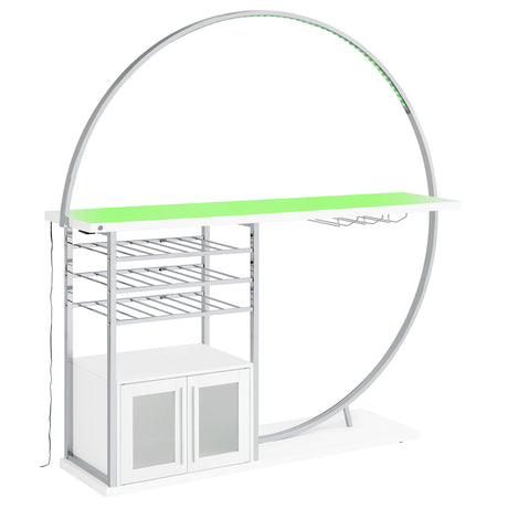 Risley Circular LED Wine Cabinet - 21-Bottle Bar with Stemware Rack in White High Gloss & Chrome – view 8