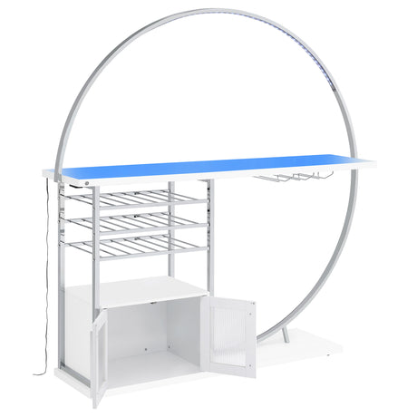 Risley Circular LED Wine Cabinet - 21-Bottle Bar with Stemware Rack in White High Gloss & Chrome – view 11