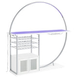 Risley Circular LED Wine Cabinet - 21-Bottle Bar with Stemware Rack in White High Gloss & Chrome – view 12