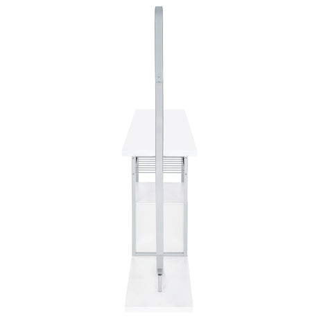 Risley Circular LED Wine Cabinet - 21-Bottle Bar with Stemware Rack in White High Gloss & Chrome – view 14