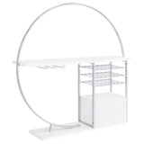 Risley Circular LED Wine Cabinet - 21-Bottle Bar with Stemware Rack in White High Gloss & Chrome – view 15