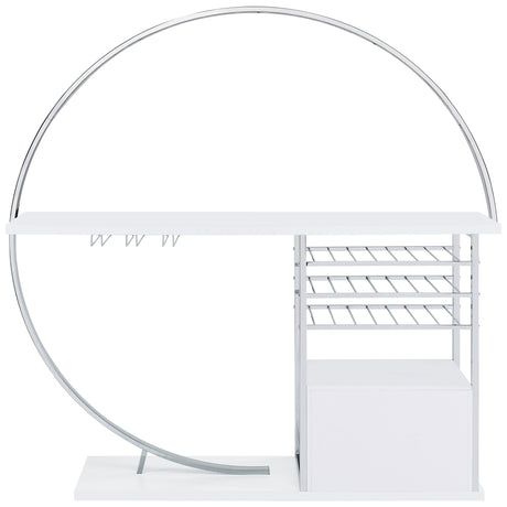 Risley Circular LED Wine Cabinet - 21-Bottle Bar with Stemware Rack in White High Gloss & Chrome – view 16