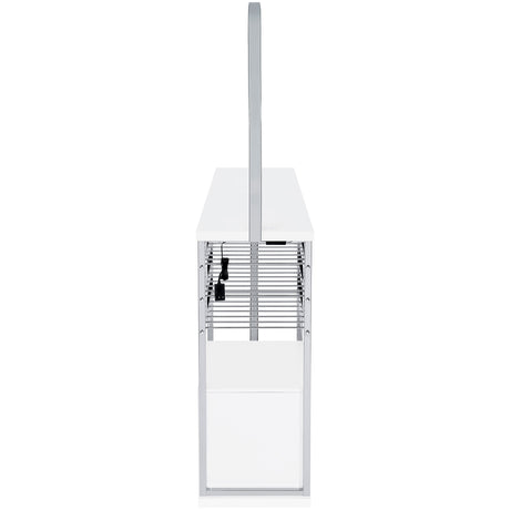 Risley Circular LED Wine Cabinet - 21-Bottle Bar with Stemware Rack in White High Gloss & Chrome – view 17