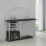 Risley Circular LED Wine Cabinet - 21-Bottle Storage & Stemware Rack in Dark Charcoal & Chrome – view 1