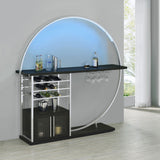 Risley Circular LED Wine Cabinet - 21-Bottle Storage & Stemware Rack in Dark Charcoal & Chrome – view 3