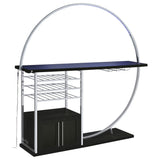 Risley Circular LED Wine Cabinet - 21-Bottle Storage & Stemware Rack in Dark Charcoal & Chrome – view 4
