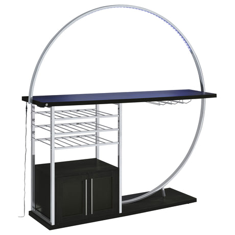 Risley Circular LED Wine Cabinet - 21-Bottle Storage & Stemware Rack in Dark Charcoal & Chrome – view 4