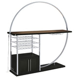 Risley Circular LED Wine Cabinet - 21-Bottle Storage & Stemware Rack in Dark Charcoal & Chrome – view 5