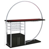 Risley Circular LED Wine Cabinet - 21-Bottle Storage & Stemware Rack in Dark Charcoal & Chrome – view 6