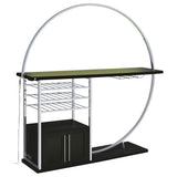 Risley Circular LED Wine Cabinet - 21-Bottle Storage & Stemware Rack in Dark Charcoal & Chrome – view 7