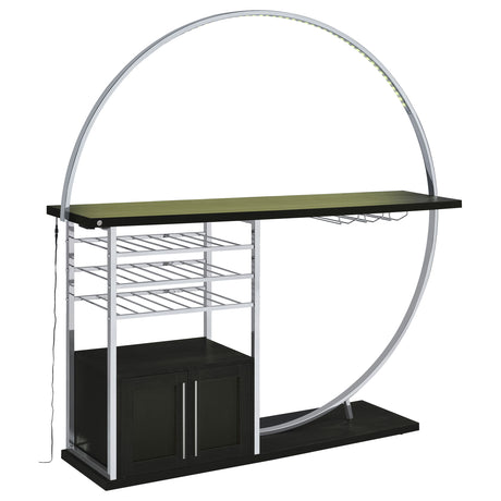 Risley Circular LED Wine Cabinet - 21-Bottle Storage & Stemware Rack in Dark Charcoal & Chrome – view 7