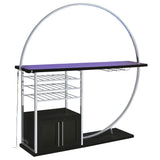 Risley Circular LED Wine Cabinet - 21-Bottle Storage & Stemware Rack in Dark Charcoal & Chrome – view 9