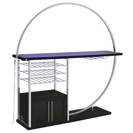 Risley Circular LED Wine Cabinet - 21-Bottle Storage & Stemware Rack in Dark Charcoal & Chrome – view 9