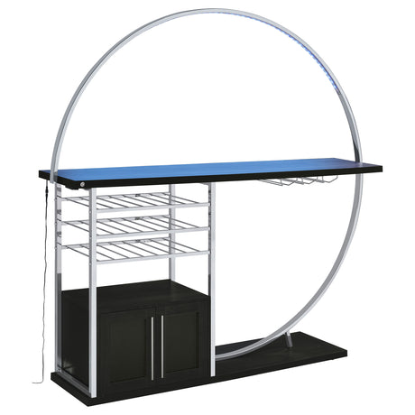 Risley Circular LED Wine Cabinet - 21-Bottle Storage & Stemware Rack in Dark Charcoal & Chrome – view 10