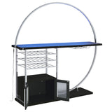 Risley Circular LED Wine Cabinet - 21-Bottle Storage & Stemware Rack in Dark Charcoal & Chrome – view 11