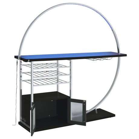 Risley Circular LED Wine Cabinet - 21-Bottle Storage & Stemware Rack in Dark Charcoal & Chrome – view 11