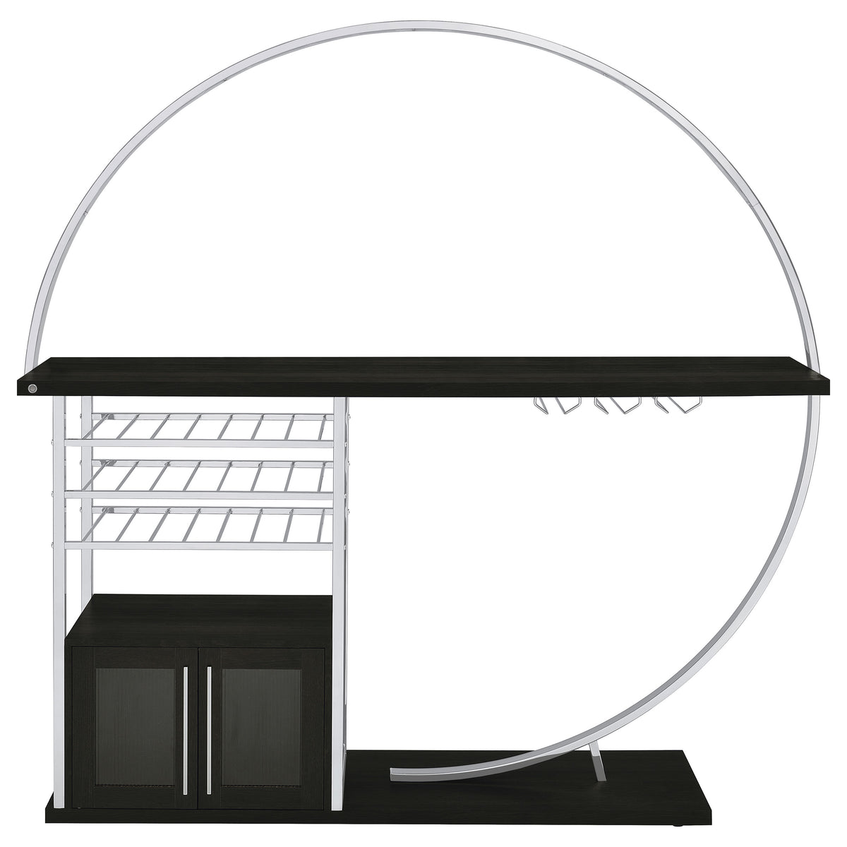 Risley Circular LED Wine Cabinet - 21-Bottle Storage & Stemware Rack in Dark Charcoal & Chrome – view 12