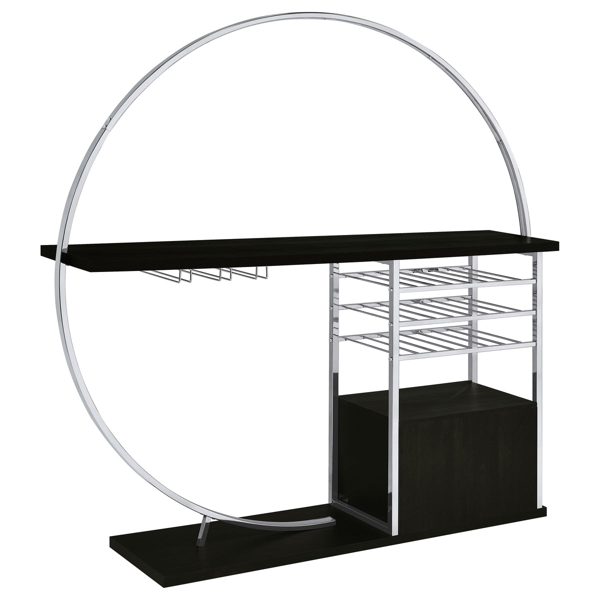 Risley Circular LED Wine Cabinet - 21-Bottle Storage & Stemware Rack in Dark Charcoal & Chrome – view 14