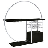 Risley Circular LED Wine Cabinet - 21-Bottle Storage & Stemware Rack in Dark Charcoal & Chrome – view 14