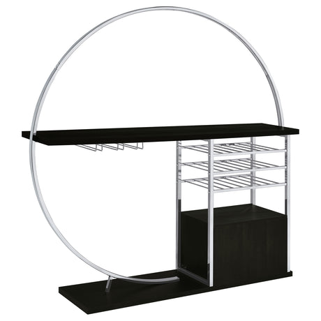 Risley Circular LED Wine Cabinet - 21-Bottle Storage & Stemware Rack in Dark Charcoal & Chrome – view 14