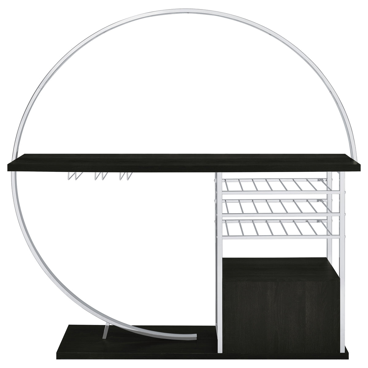 Risley Circular LED Wine Cabinet - 21-Bottle Storage & Stemware Rack in Dark Charcoal & Chrome – view 15