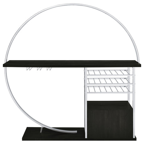 Risley Circular LED Wine Cabinet - 21-Bottle Storage & Stemware Rack in Dark Charcoal & Chrome – view 15