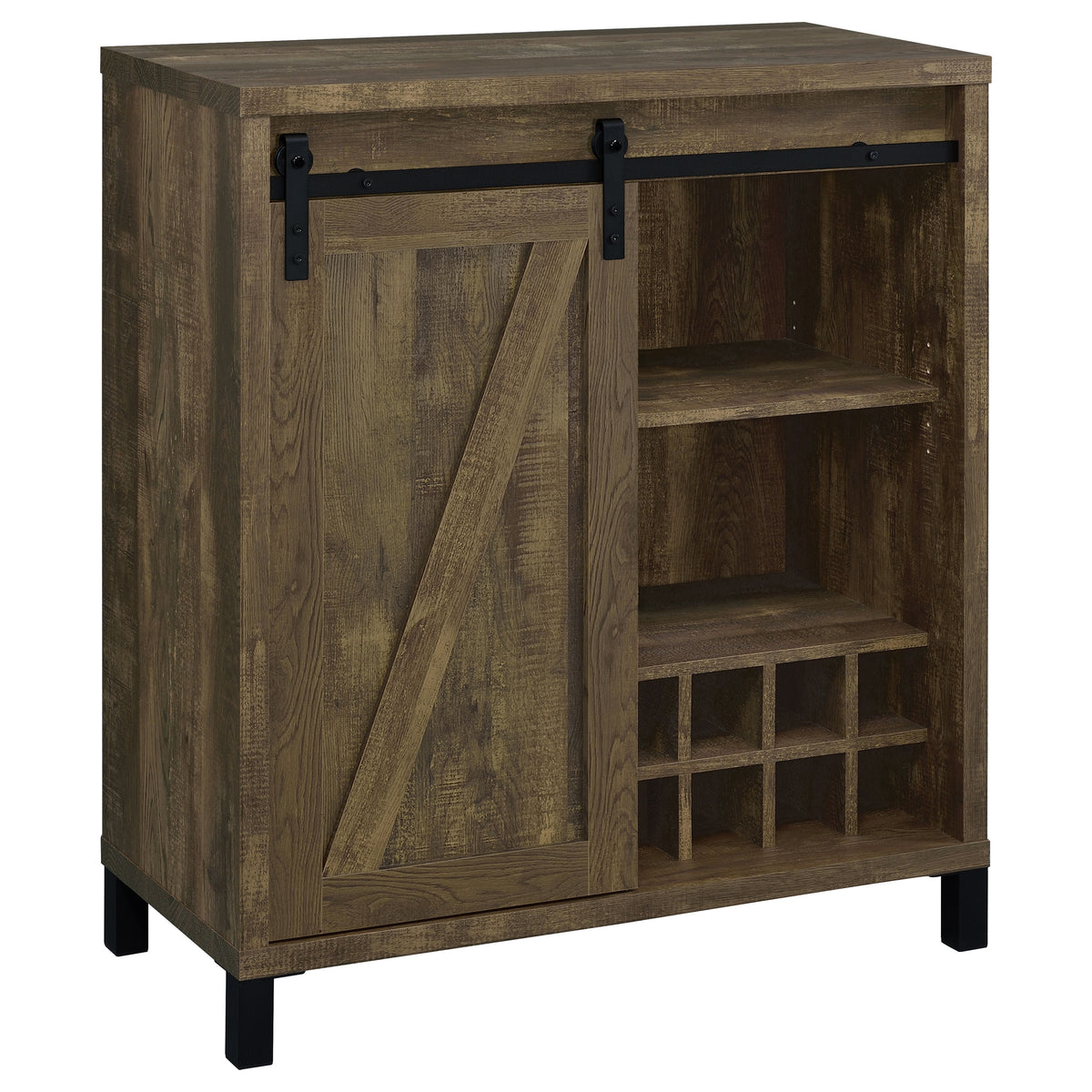 Arlington Sliding Barn Door Bar Cabinet - Rustic Oak