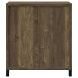 Arlington Sliding Barn Door Bar Cabinet - Farmhouse Wine Storage in Rustic Oak with Black Metal Legs – view 5