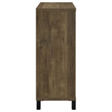 Arlington Sliding Barn Door Bar Cabinet - Farmhouse Wine Storage in Rustic Oak with Black Metal Legs – view 6