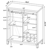 Arlington Sliding Barn Door Bar Cabinet - Farmhouse Wine Storage in Rustic Oak with Black Metal Legs – view 9