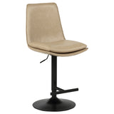 Eldridge Adjustable Height Bar Stool - Curved Back in Tan Faux Leather with Black Pedestal Base – view 3