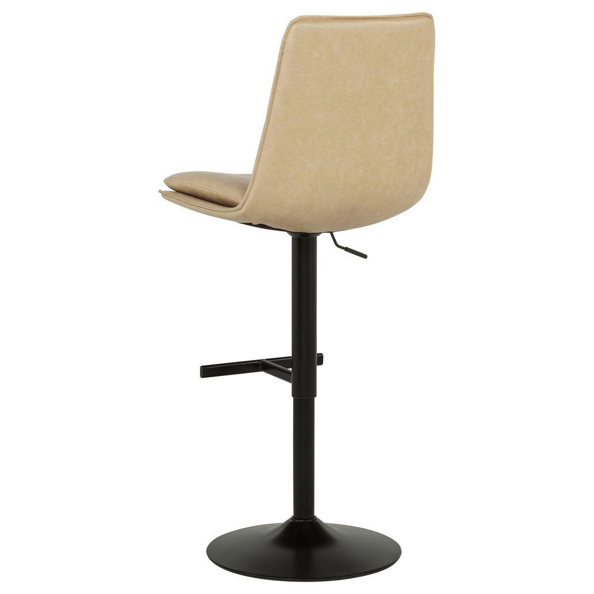 Eldridge Adjustable Height Bar Stool - Curved Back in Tan Faux Leather with Black Pedestal Base – view 7