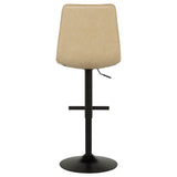 Eldridge Adjustable Height Bar Stool - Curved Back in Tan Faux Leather with Black Pedestal Base – view 8