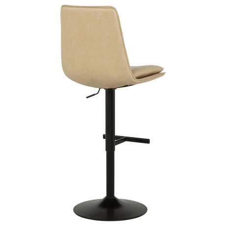 Eldridge Adjustable Height Bar Stool - Curved Back in Tan Faux Leather with Black Pedestal Base – view 9