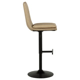 Eldridge Adjustable Height Bar Stool - Curved Back in Tan Faux Leather with Black Pedestal Base – view 10