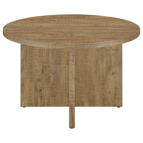 Jamestown 47" Round Dining Table - X-Cross Plank Pedestal Base in Textured Mango Finish – view 3
