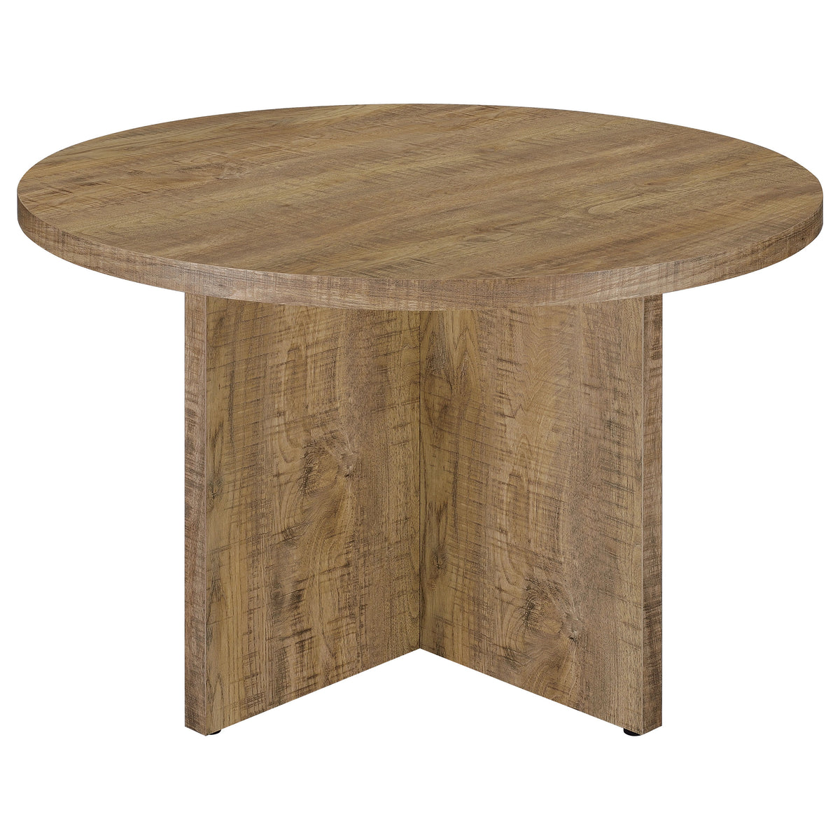 Jamestown 47" Round Dining Table - X-Cross Plank Pedestal Base in Textured Mango Finish – view 5