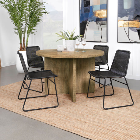 Jamestown 47" Round Dining Table - X-Cross Plank Pedestal Base in Textured Mango Finish – view 8