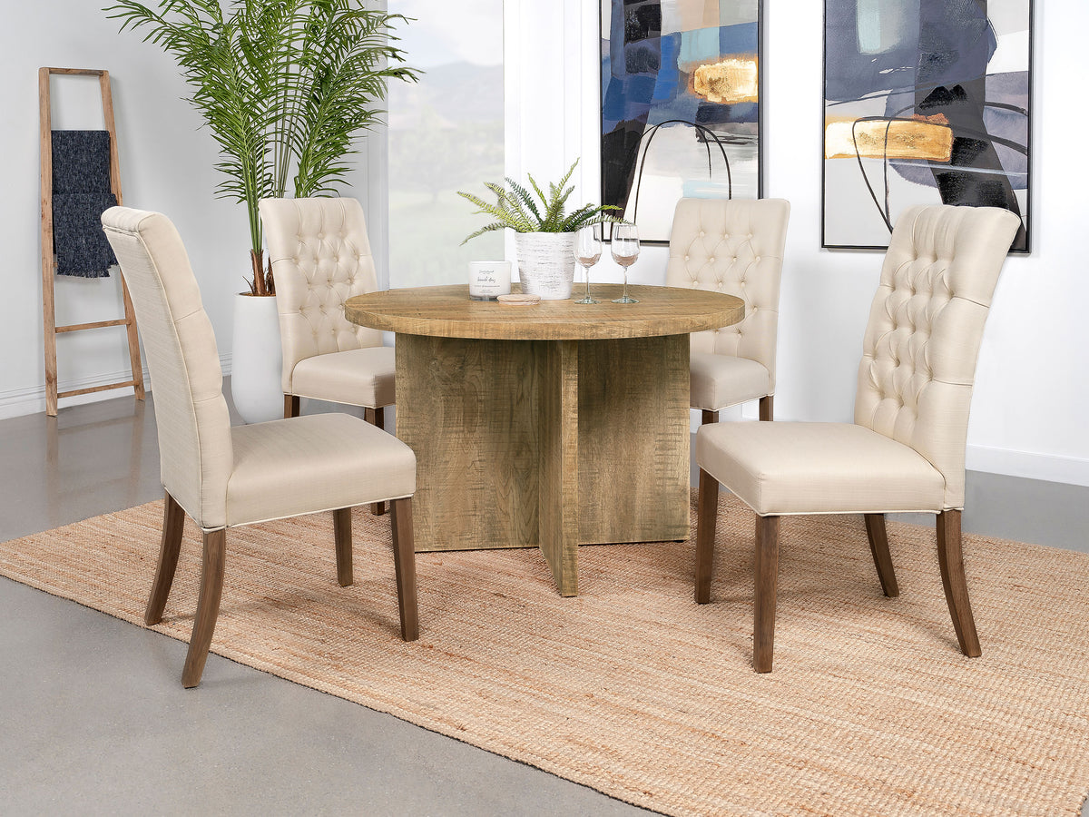 Jamestown 47" Round Dining Table - X-Cross Plank Pedestal Base in Textured Mango Finish – view 9