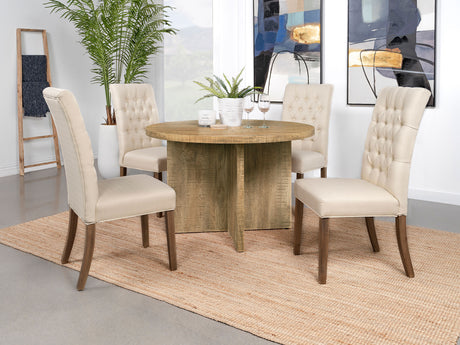 Jamestown 47" Round Dining Table - X-Cross Plank Pedestal Base in Textured Mango Finish – view 9