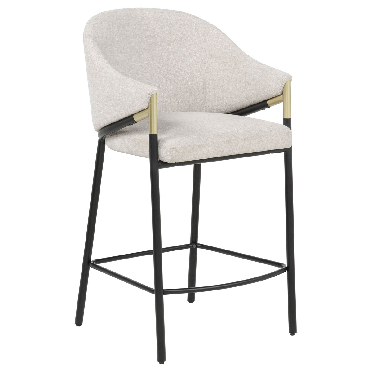 Chadwick Counter Height Chairs, Set of 2 - Beige Linen High Back with Black Metal Legs & Gold Accents – view 2