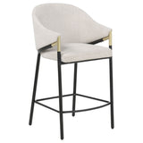 Chadwick Counter Height Chairs, Set of 2 - Beige Linen High Back with Black Metal Legs & Gold Accents – view 2
