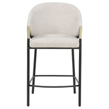 Chadwick Counter Height Chairs, Set of 2 - Beige Linen High Back with Black Metal Legs & Gold Accents – view 3
