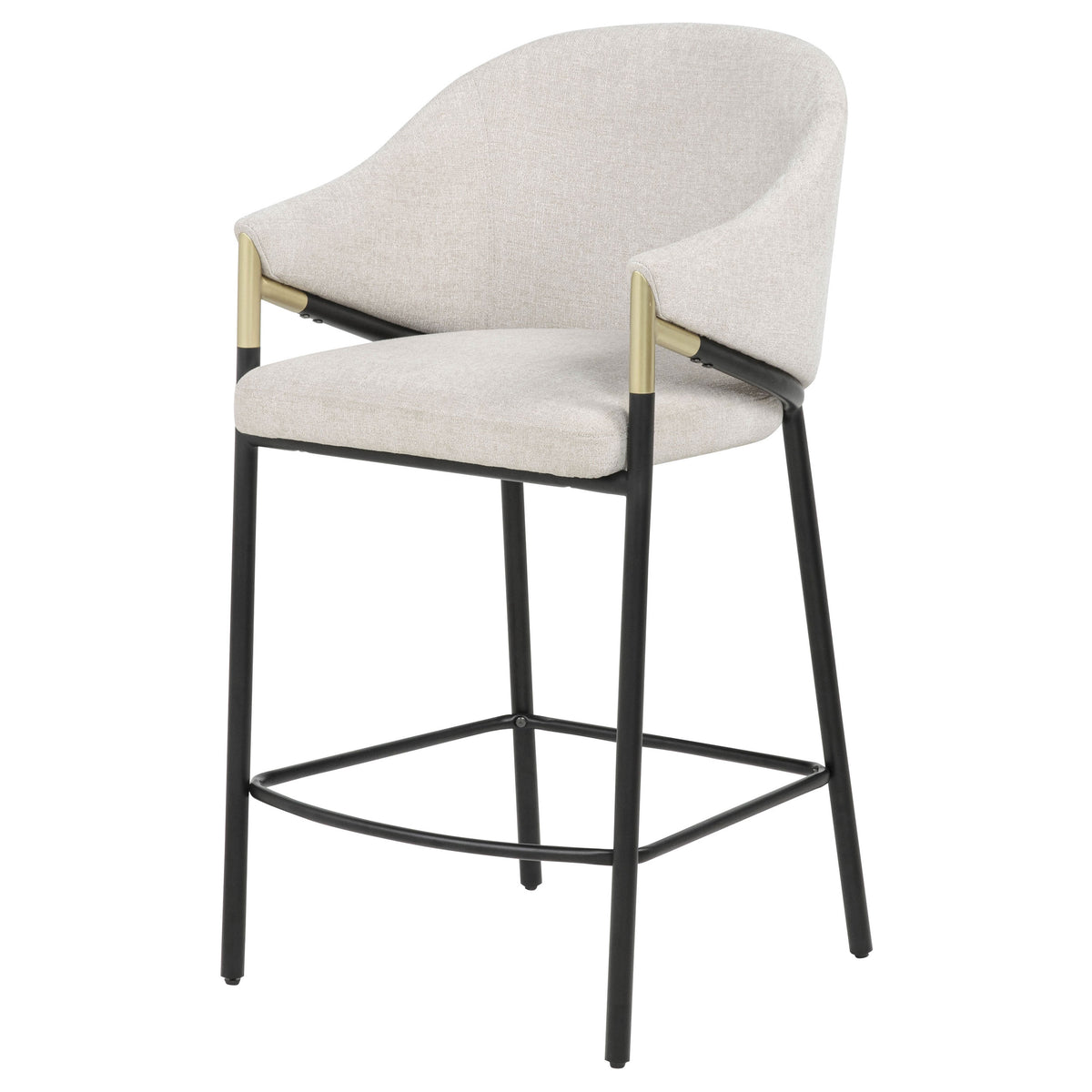 Chadwick Counter Height Chairs, Set of 2 - Beige Linen High Back with Black Metal Legs & Gold Accents – view 4
