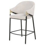 Chadwick Counter Height Chairs, Set of 2 - Beige Linen High Back with Black Metal Legs & Gold Accents – view 4
